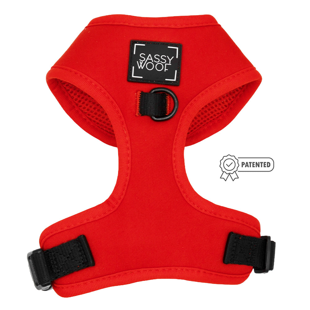 Neon Red Dog Adjustable Harness Sassy Woof Product