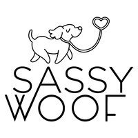 a logo of a dog with a heart shaped leash