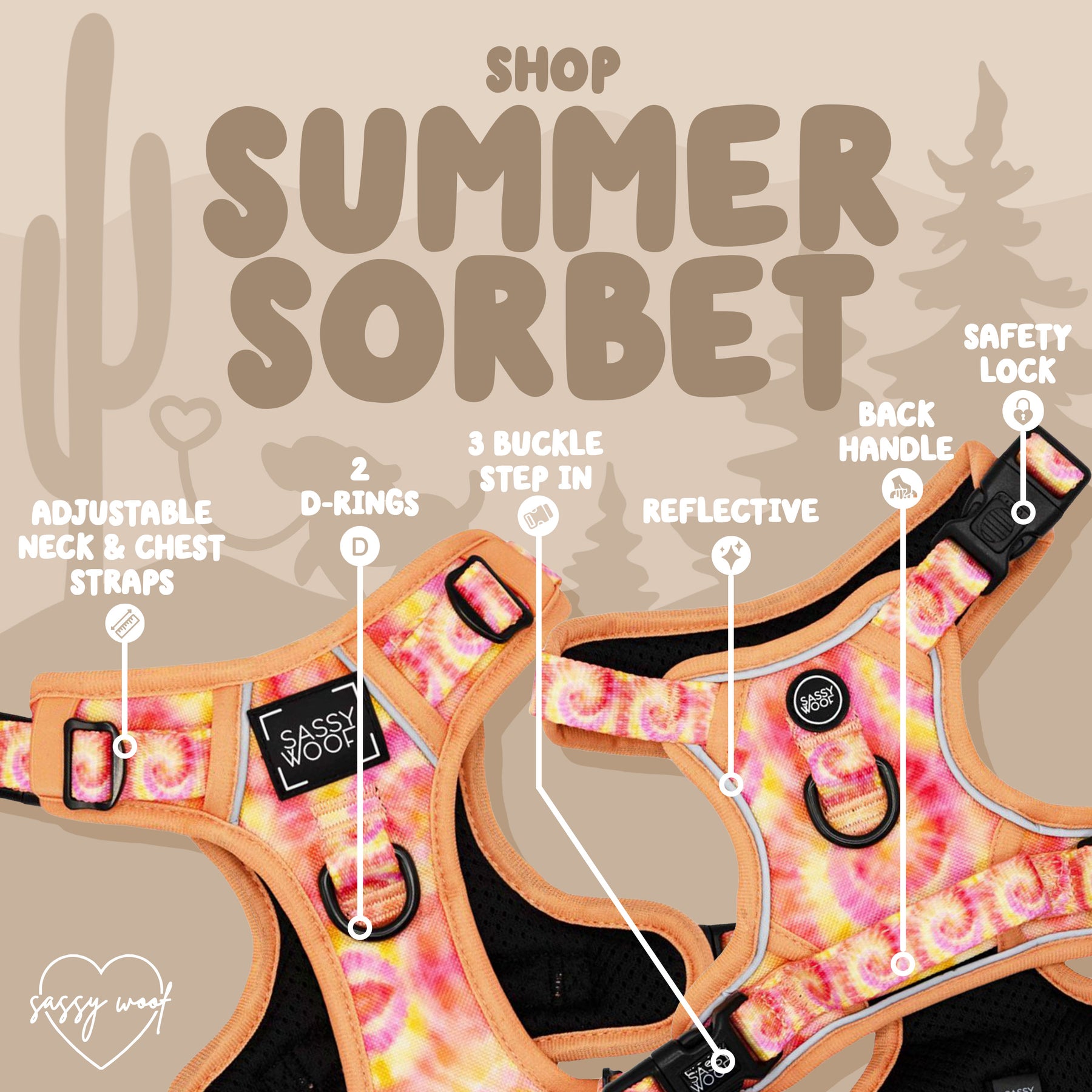 Dog Step-in Harness - Summer Sorbet