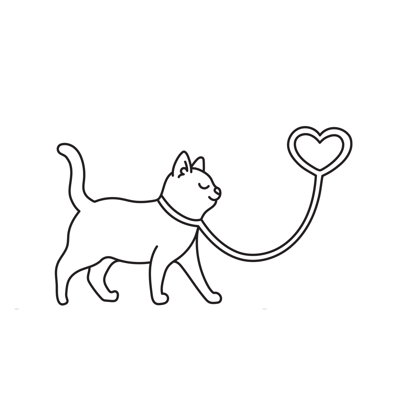 Sassy Meow Logo - cat with a leash forming a heart