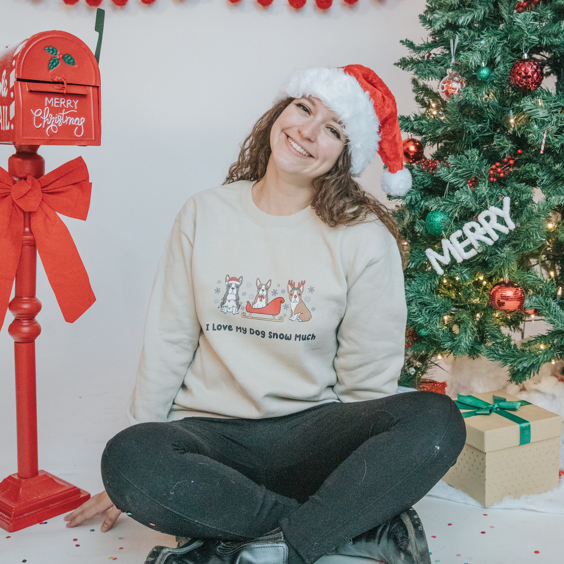 Sweatshirt - I Love My Dog Snow Much (Boston Terriers)