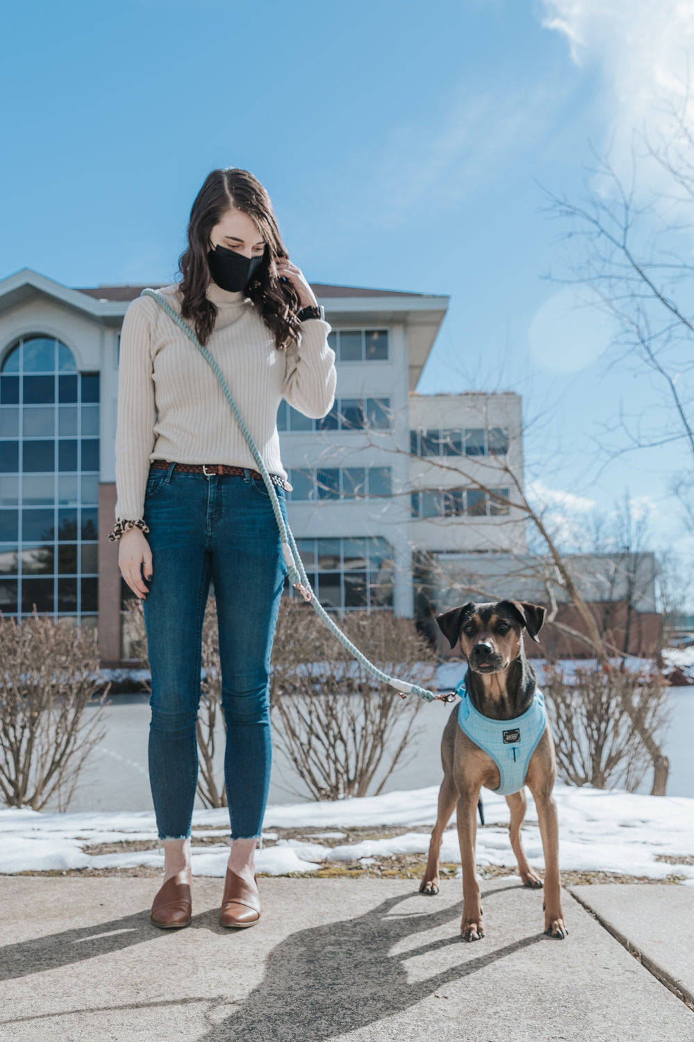 Hands Free Rope Leash - Azul