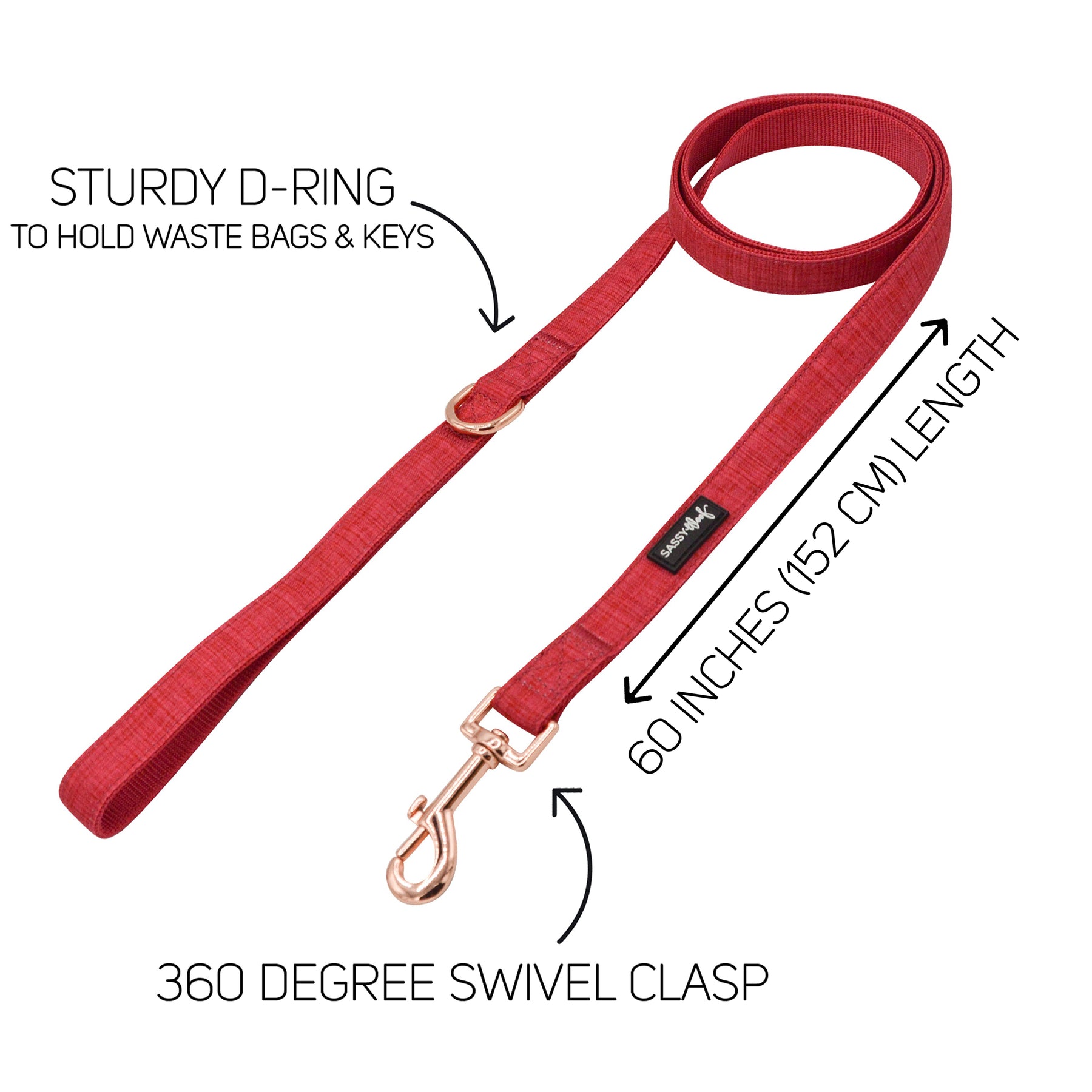 Dog Leash - Merlot (Rose Gold Hardware)