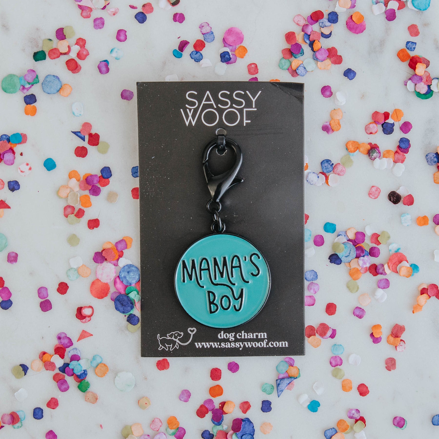 Dog Collar Tag - Neon Mama's Boy