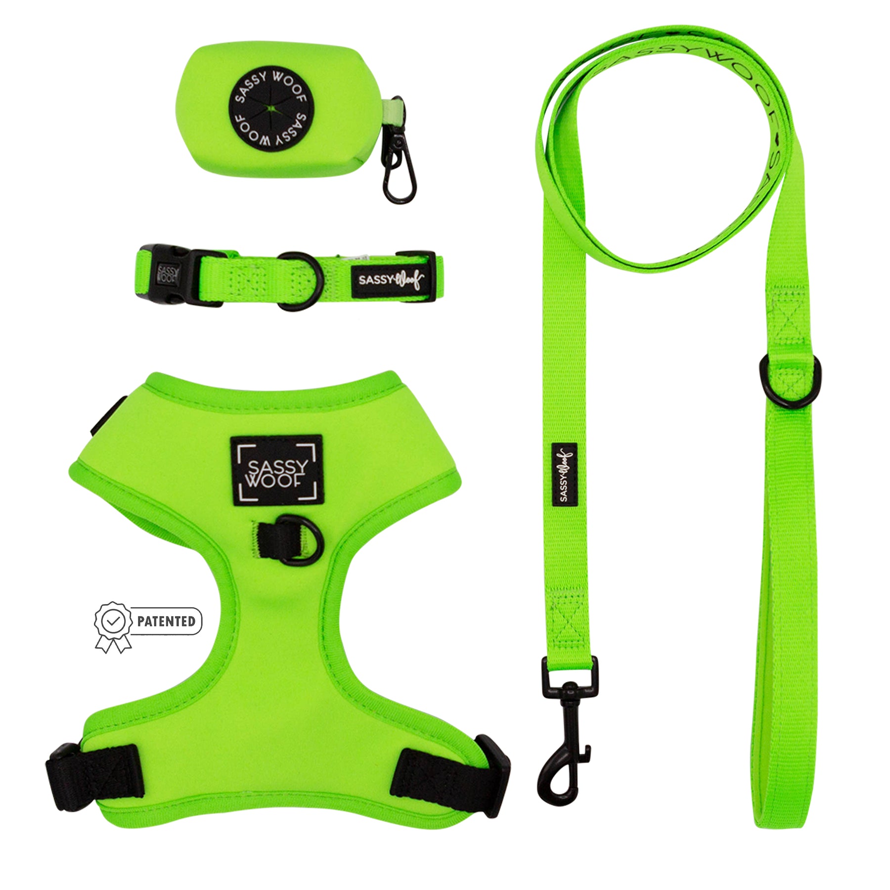 Dog Four Piece Bundle - Neon Green