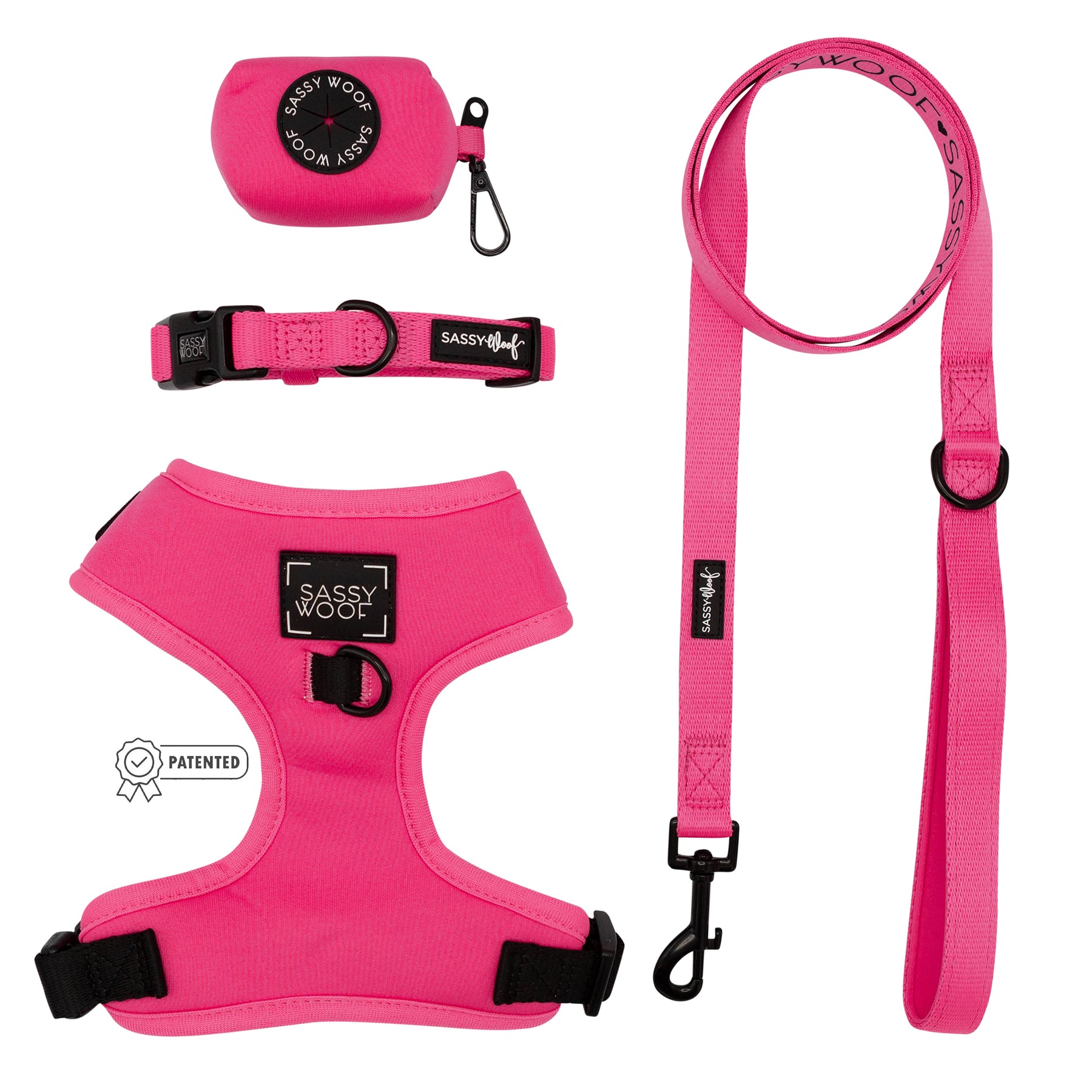 Dog Four Piece Bundle - Neon Pink