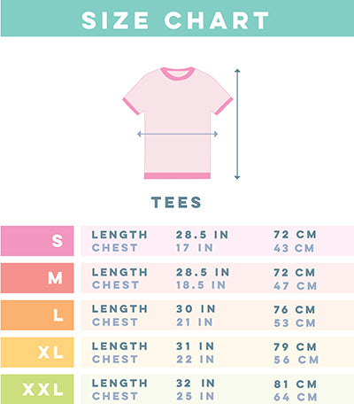 Length: Measure from the highest point of the shoulder to the bottom hem. Chest: Measure around the widest part of the chest. Size S – Length: 28.5 inches (72 cm), Chest: 17 inches (43 cm). Size M – Length: 28.5 inches (72 cm), Chest: 18.5 inches (47 cm). Size L – Length: 30 inches (76 cm), Chest: 21 inches (53 cm). Size XL – Length: 31 inches (79 cm), Chest: 22 inches (56 cm). Size XXL – Length: 32 inches (81 cm), Chest: 25 inches (64 cm).