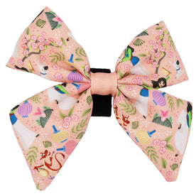 The Sassy Woof Dog Sailor Bow – Disney's Mulan features cherry blossoms, pandas, and lanterns—perfect to pair with princess dog accessories or an adjustable harness for a fun, coordinated look.