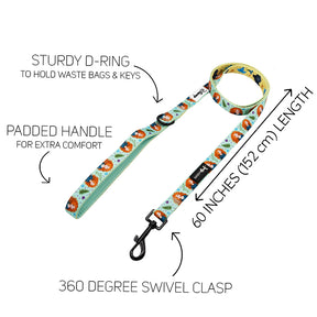 The Sassy Woof Dog Leash - Disney's Merida features a vibrant cartoon design, sturdy D-ring for bags or keys, padded handle, 60-inch length, and 360° swivel clasp—perfect for matching with Princess Merida dog accessories.