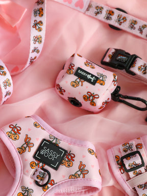 Accessorize your pup in style with the Sassy Woof Dog Waste Bag Holder – Sassy Lil Pumpkins, featuring adorable pink fabric printed with cute gingerbread and candy designs. This convenient holder is perfect for pairing with our matching harness and leash, or for adding a festive touch to your favorite pumpkin dog accessories from the Sassy Lil Pumpkins Dog Collection.