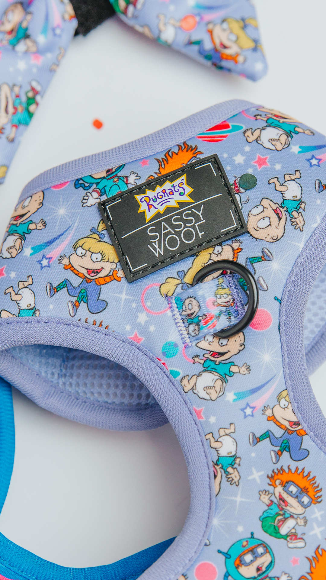 a bright colored harness showing Rugrats characters