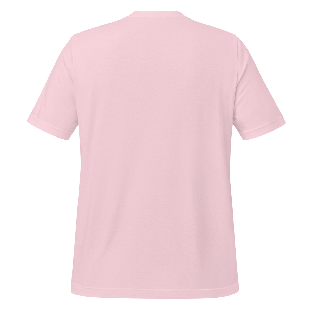 The Just A Girl Tee by Sassy Woof is a plain light pink short-sleeve t-shirt, shown from the back, made of soft lightweight combed ring-spun cotton with no visible designs, logos, or text.