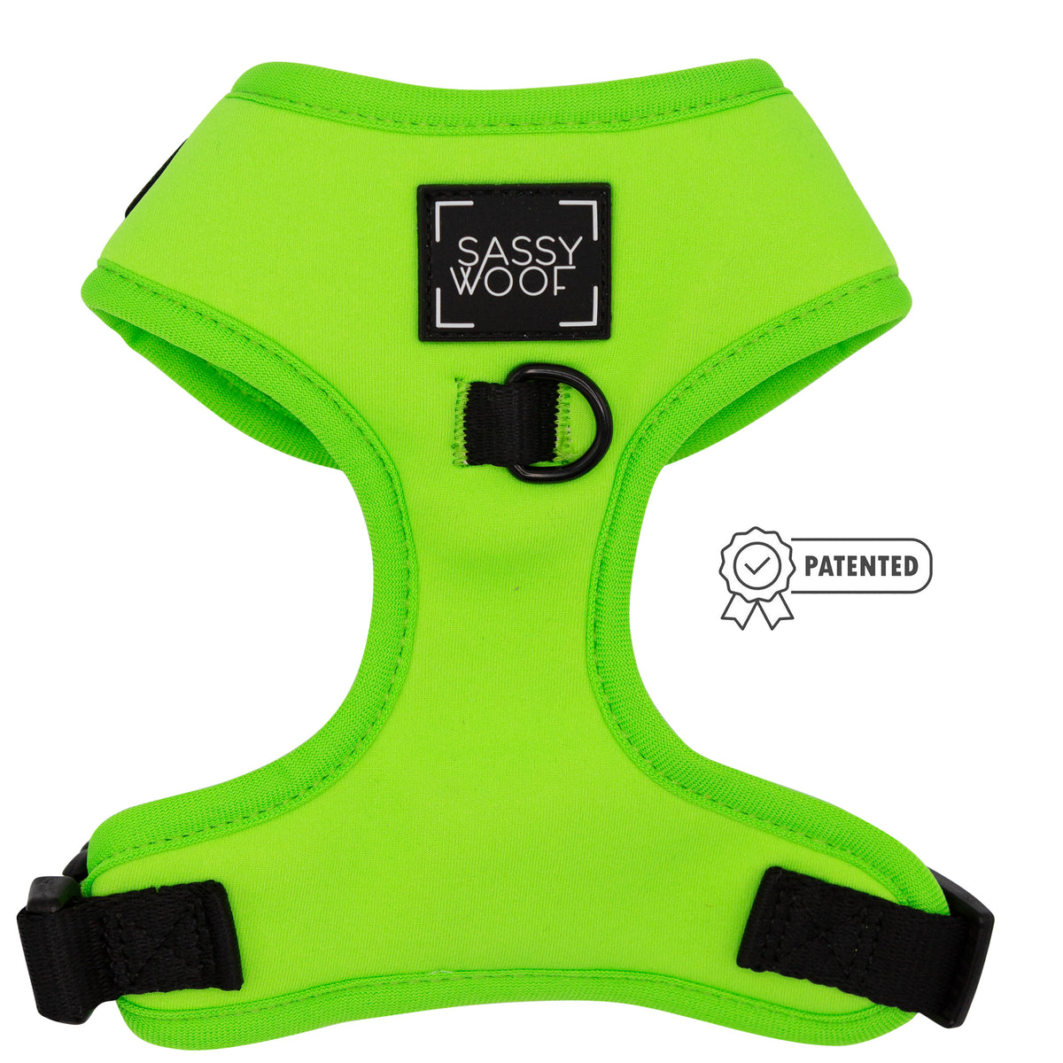 Dog Adjustable Harness - Neon Green Medium by Sassy Woof