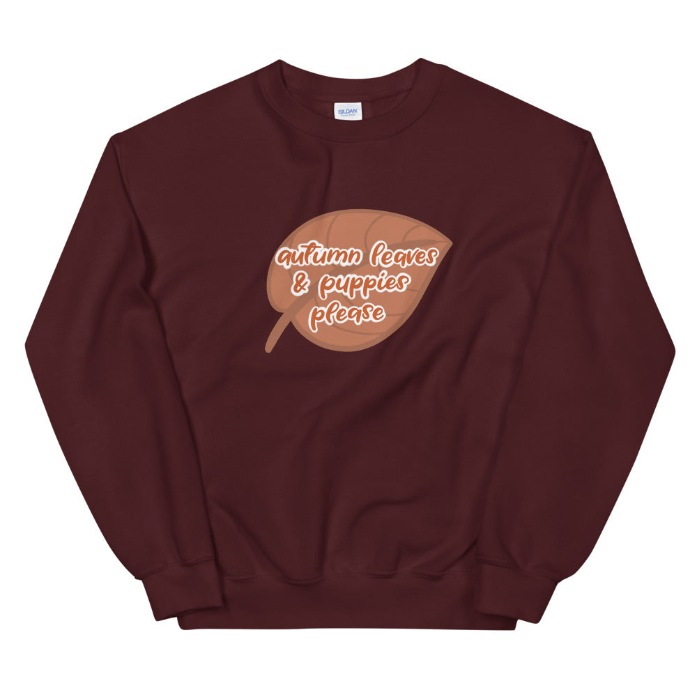 Sweatshirt - Autumn Leaves & Puppies Please