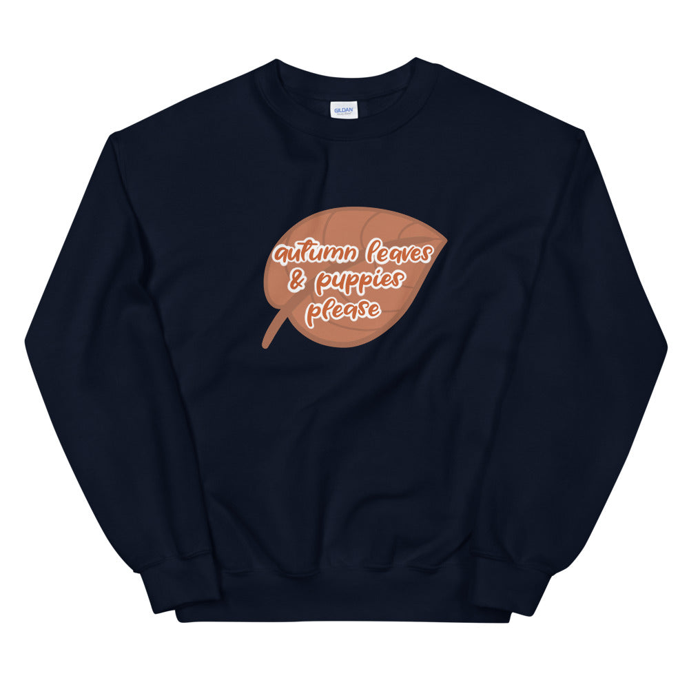 Sweatshirt - Autumn Leaves & Puppies Please