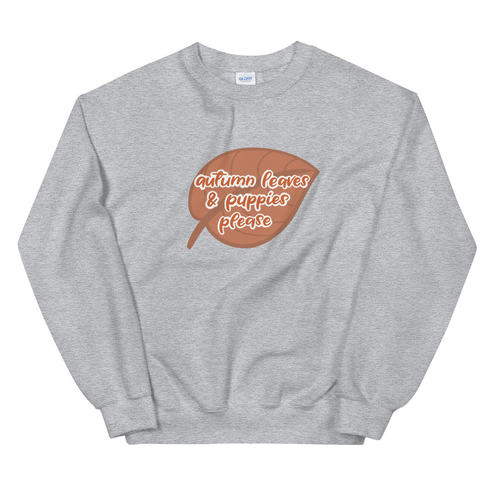 Sweatshirt - Autumn Leaves & Puppies Please
