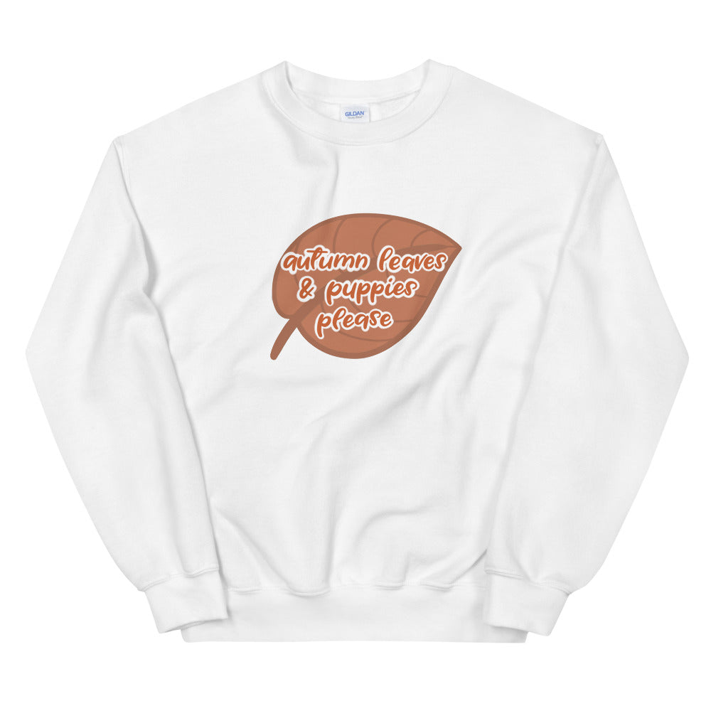 Sweatshirt - Autumn Leaves & Puppies Please
